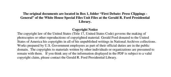 First Debate: Press Clippings - General