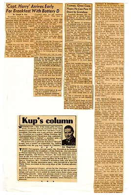 Newspaper Articles re President's Breakfast with Battery D