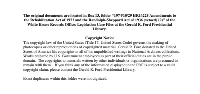 1974/10/29 HR14225 Amendments to the Rehabilitation Act of 1973 and the Randolph-Sheppard Act of 1936 (vetoed) (2)