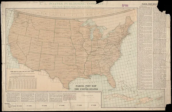 Parcel post map of the United States