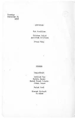 White House Luncheon and Dinner Menu