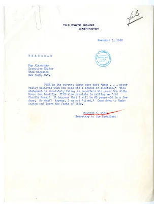 Copy of Telegram from Charles Ross to Roy Alexander