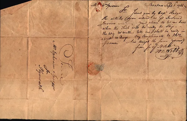 Joseph Webb to Ephraim Spooner Sept. 6 1766