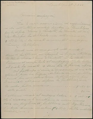 Francesco Incalcaterra autograph letter signed, in Italian, to Sacco-Vanzetti Defense Committee, Brooklyn, N. Y., July 25, 1922