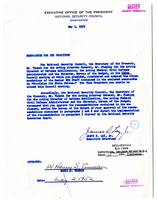 Memorandum from James S. Lay, Jr. to President Harry S. Truman