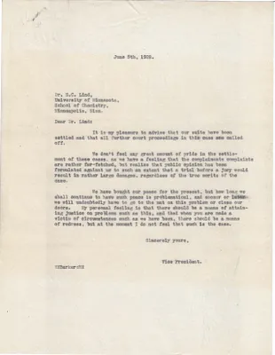Letters Sent to S.C. Lind, June 5, 1928