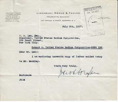 Letters Received to C.B. Lee, July 8, 1927