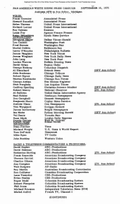 Pan American White House Press Charter [Pool Assignments]