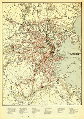 Tracks operated by the Boston Elevated Railway Company January 1916