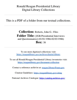 [JGR/Presidential Interviews and Questionnaires] (01/01/1986-02/03/1986)