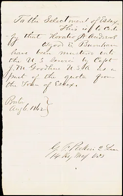 Civil War mustering paper