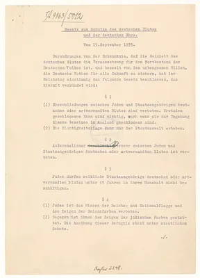 Gesetz zum Schutze des deutschen Blutes und der deutschen Ehre [Blood Law]