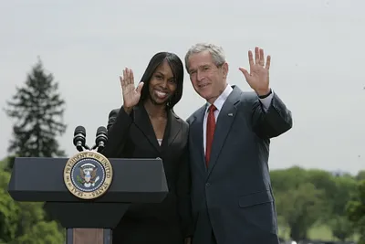 President George W. Bush and Kim Oliver, the 2006 National Teacher of the Year