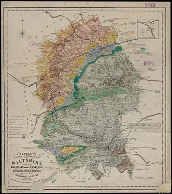 Cruchley's railway & telegraphic map of Wiltshire
