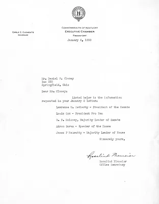Letter from Rosalind Niemeier to Daniel F. Clancy
