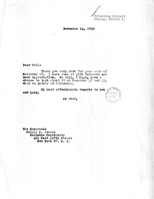 Correspondence Between Dean Acheson and Philip Jessup