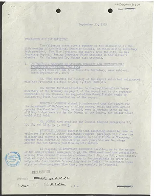 Memorandum for President Harry S. Truman