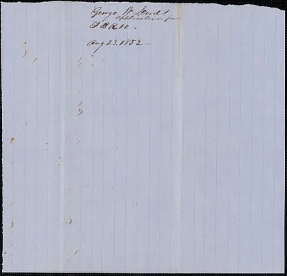 George W. Lord to Samuel Warner, 23 August 1852