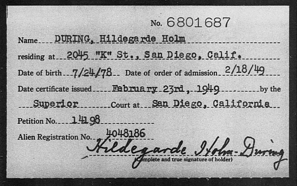 During, Hildegarde Holm - 1949