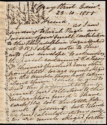Letter from Eliza Wigham, Edinburgh, to Samuel May, 22.10.1858