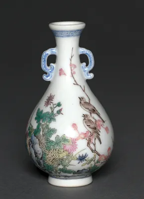 Miniature Vase with Birds and Chrysanthemums