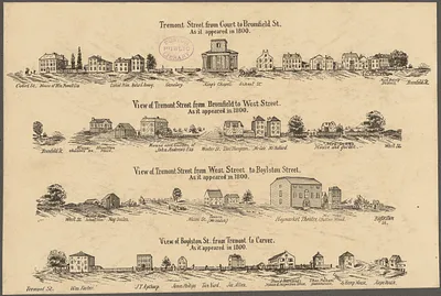 Tremont Street and Boylston Street in 1800