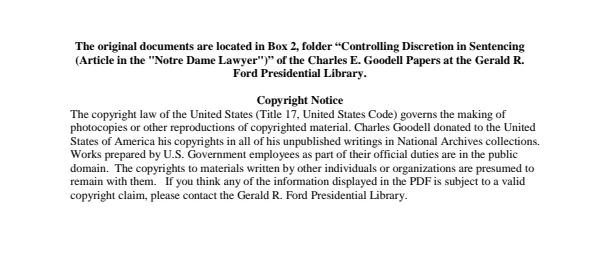 Controlling Discretion in Sentencing (Article in the "Notre Dame Lawyer")