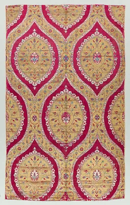 Lampas with floral medallions in ogival lattice