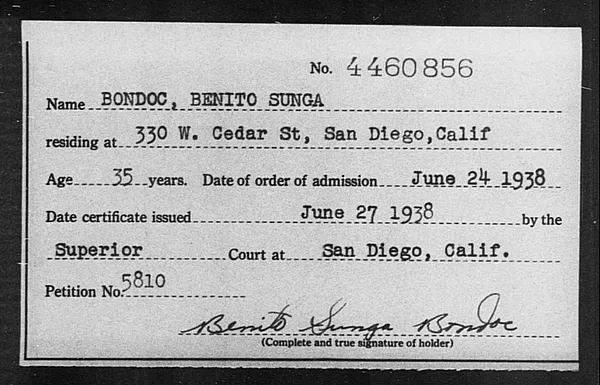Bondoc, Benito Sunga - 1938