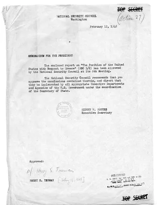 National Security Council Report 5/2, A Report to the President by the National Security Council on the Position of the United States with Respect to Greece