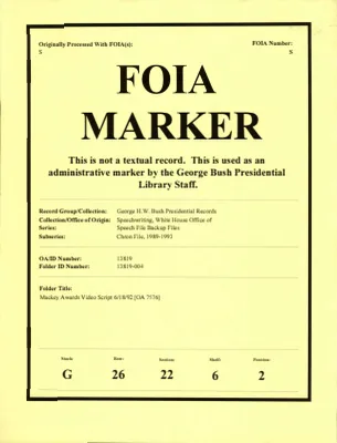 Mackey Awards Video Script 6/18/92 [OA 7576]