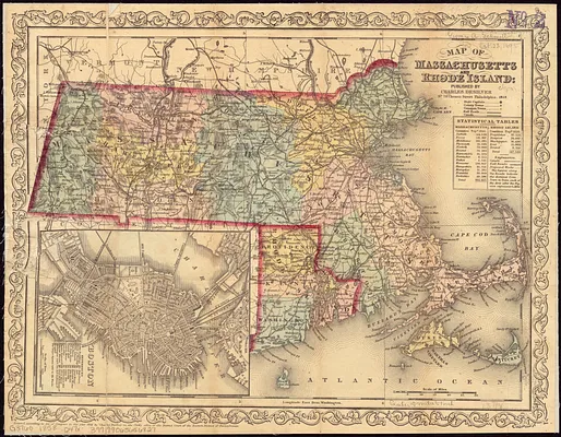 Map of Massachusetts and Rhode Island