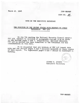 Note by Executive Secretary of the National Security Council Sidney Souers