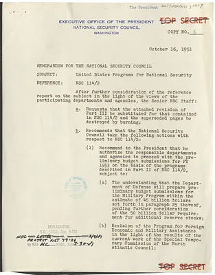 Memorandum from James S. Lay, Jr. to the National Security Council