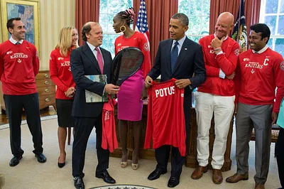 President Barack Obama in the Oval Office with Washington Kastles Tennis Team Members