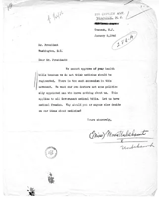 Letter from Marie Unbekannt to President Harry S. Truman