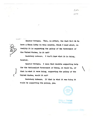 Excerpts of Transcripts from Hearings re China Lobby
