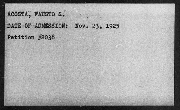 Acosta, Fausto S. - 1925