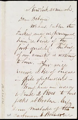 Letter from Richard Warren Weston, New York, to Debora Weston, 25 March [1861?]