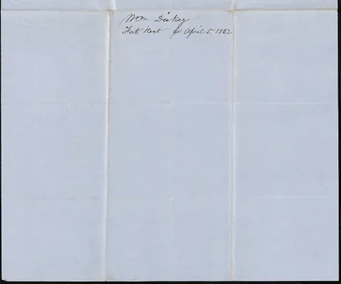 William Dickey to Samuel Warner, 5 April 1852