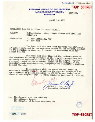 Memorandum from James S. Lay, Jr. to the National Security Council