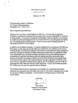 CC [Child Care] Congressional Correspondence