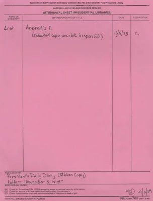 President Gerald R. Ford's Daily Diary, November 05, 1975