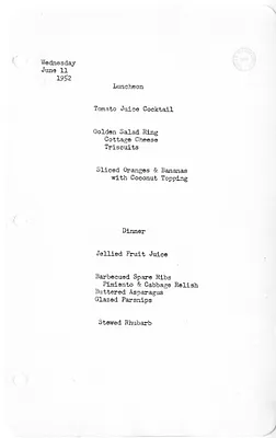 White House Luncheon and Dinner Menu