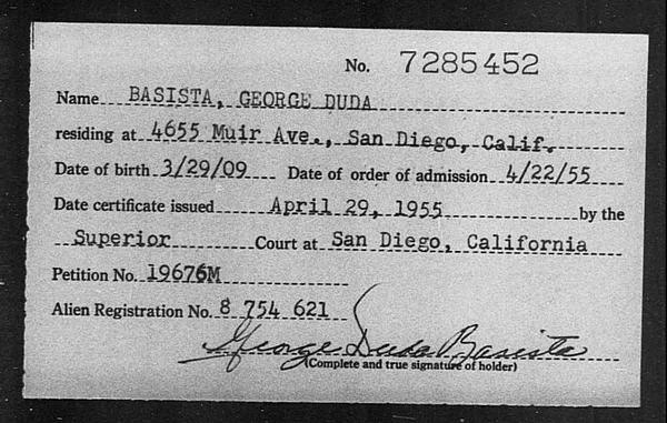 Basista, George Duda - 1955