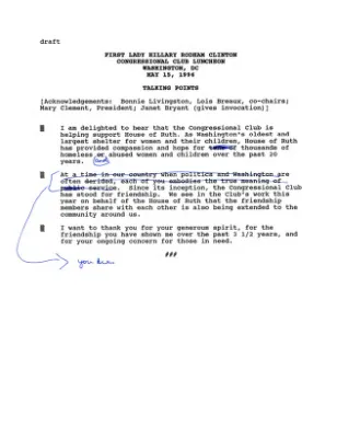 HRC - Congressional Club Luncheon 5/15/96