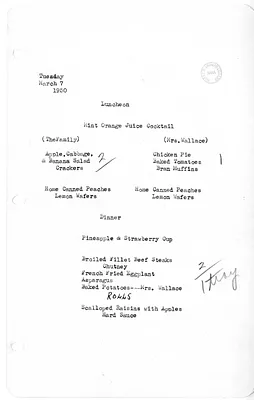 White House Luncheon and Dinner Menu