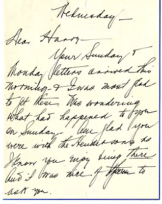 Letter from Bess W. Truman to Harry S. Truman