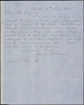 Letter from George W. Putnam, Boston, [Massachusetts], to Samuel May, 1851 June 17th