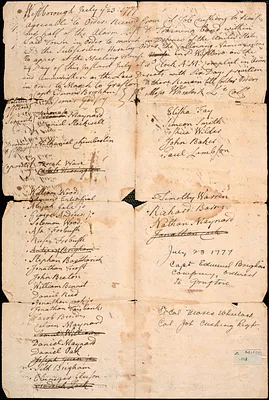 Orders to March to Grafton, with List of Soldiers, 1777